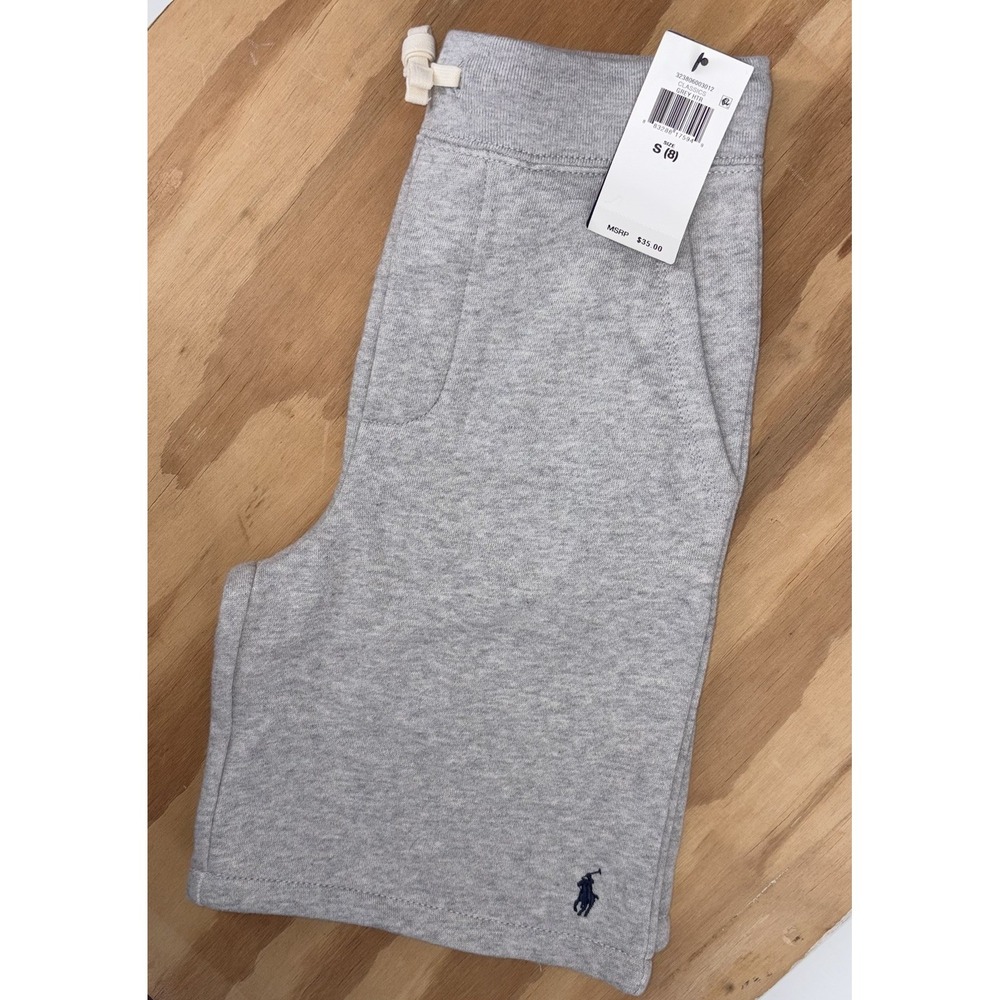 Polo Ralph Lauren Boys Fleece Pull-On Sweat Shorts Gray 8 Small New